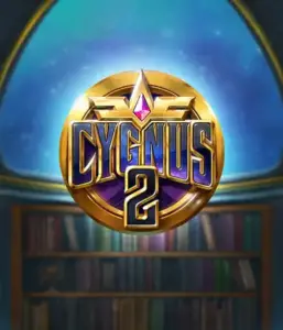 Discover the captivating visuals of ELK Studios' Cygnus 2 Slot, featuring a luxurious golden emblem with a bright design in purple and gold. With a backdrop of a mystical library backdrop, this image evokes the spirit of mystical exploration. 